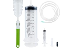 Bohoray Große Spritze 500ml + 10ml, Wiederverwendbare Flüssige Spritze mit Katheter, Plastikspritze Dosierspritze Mit Reinigungsbürste für Wissenschaftliche Labore, Gartenbewässerung, Industrie
