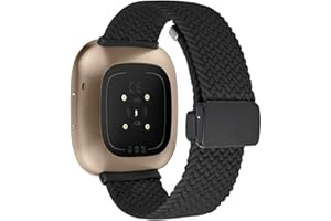 Vozehui Nylonowy pasek z klamrą magnetyczną, kompatybilny z Fitbit Versa 3/Sense, oddychający, sportowy, regulowany, zapasowy pasek z magnetyczną składaną klamrą, sportowy pasek dla kobiet i mężczyzn