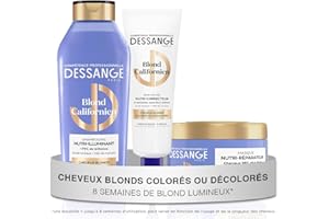 DESSANGE - Routine Cheveux Nutri-Correctrice Blond Californien - Shampoing 280ml + Masque 280ml + Soin Patine Bleu 140ml - Nourrit & Illumine Le Blond - Cheveux Blonds, Colorés Ou Décolorés