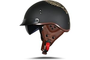 BOSERMEM Motorradhelm Mit Schutzbrille DOT/ECE-Zugelassen, Jethelm Roller-Helm Scooter-Helm Moped Mofa-Helm Chopper Vintage