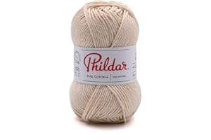 Phildar - Pelote de Laine Phil Coton 4 - Laine à Tricoter - 100% Coton - Aiguille n°4 - Couleur Ecru