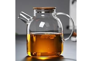 LiRiQi Dzbanek do herbaty szklany 1600 ml z sitkiem do herbaty ze stali nierdzewnej, odporny na wysokie temperatury, wyjmowany, szklany dzbanek z pokrywką, dzbanek szklany do czarnej herbaty, zielonej