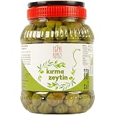 RETURN TO THE AEGEAN Homemade Traditional Green Crushed Olives - 1 Kg. (Natural Brine Contains Only Salt and Water)