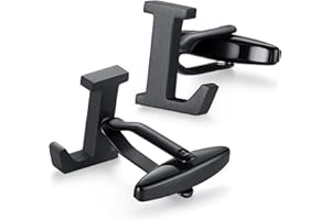 HONEY BEAR Gemelos Camisa de hombre de metal, Acero inoxidable,Nombre Carta Letra Iniciales A-Z,plata