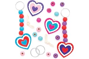 Baker Ross Kits de Porte-clés et Breloques cœurs en Bois pour Sac (Paquet de 4) -Loisirs créatifs de St Valentin pour Enfants, AT358