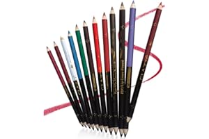 KLSYCHRY Lot de 12pcs 12 Couleurs Crayon pour les Yeux Eye-liner Fard à Paupière Contours des Lèvres