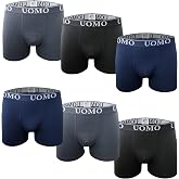 UOMO Collection 6 Pack Cotton Basic Solid Boxer Briefs Comfy Soft