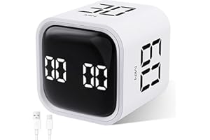‎CUTEEFUN Cuteefun Timer kostkowy, obrotowy timer Pomodoro, 5/10/30/60 minut i niestandardowe odliczanie, zegar odliczający produktywności z wibracjami, regulowany alarm dźwiękowy do kuchni, nauki, spotkań