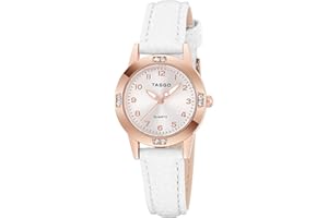 TASGO Women's Leather Quartz Watch Easy Read Watch with Diamond Luminous Waterproof Fashion Wristwatch for Women Ladies Girls