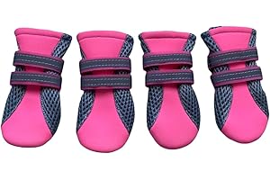 Vibrant Fellow Paw Protector Dog Boots Breathable and Skid-proof with Reflective Straps Colour Pink Set of 4 Size X-Small - Inner Sole Width 1.42 Inch