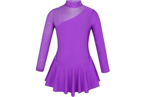 IEFIEL Vestido de Patinaje Artistico Para Niña Vestido Lentejuela de Gimnasia Ritmica Vestido Brillante de Danza Ballet Niña 4-14 años