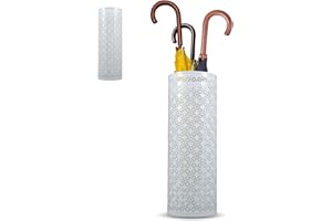 PCAPZZ Metal Umbrella Holder Umbrella Stand for Hallway Free Standing Umbrella Storage Bin Multipurpose Walking Stick Holder Umbrella Bucket for Umbrella Cane Wrapping Paper Entryway Home Hotel Office(White)