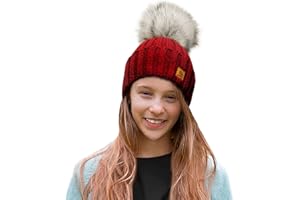 4sold Unisexe Garçon Rita Fille Skullies Bonnets Bonnet Fourré Hiver pour Bonnet Ticoté avec Torsades Et Gros Pompon en Fourrure Plusieurs Coloris Taille Unique