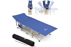 Sportneer Cuna de Camping, Carga máxima de 204 kg, 2 Bolsillos Laterales Grandes, portátiles, Plegable, Tumbona, Tumbona con Bolsa de Transporte, para Camping, Playa, Barbacoa, Senderismo, mochilero