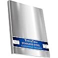 TerraToss Stainless Steel Chopping Board [35 x 30 cm] | Heavy-Duty 304 Grade Vegetable Cutting Board | Countertop Rust Proof with Lip | Round Edge (Stainless Steel, Medium)