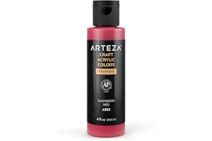 ARTEZA Craft Acrylic Paint, A202 Raspberry Red, 118 ml Bottle, Water-Based, Blendable, Outdoor Craft Paint for Art & DIY Projects on Glass, Wood, Ceramics, Fabrics, Paper & Canvas