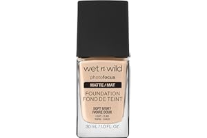 Wet n Wild, Photo Focus Foundation Matte, High-coverage Foundation with Light-adjusting Complex for a White Cast-free Effect and a Camera-ready Makeup, Matte Finish, Vegan, Soft Ivory