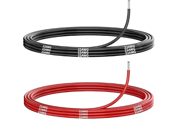 Gebildet 22AWG/0.3mm² Elektrisk Tråd 10Meter [Svart 5 Meter+ Röd 5 Meter] 22 Gauge Mjuk och Flexibel Anslutning Syrefria Tråd