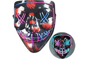 NIWWIN Máscara LED de Halloween, máscara de horror, decoración de Halloween, máscara de color que se puede iluminar, máscara de disfraces especiales, máscara para adultos，Atmósfera de carnaval