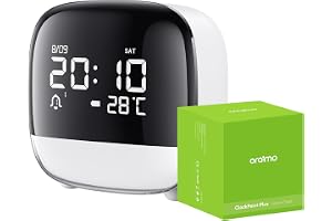 Oraimo Premium Alarm Clock Smart Touch Control, 3 Alarms & Voice-Activated Backlight, 80-Day battery Life per Charge, Digital Clock with Date/Temp/Snooze/12H/24H, Desk Clock for Students Children