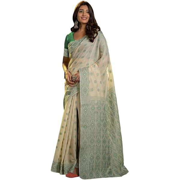 【COUNTER POINT】 JAMDANI SAREE BLOUSE Ethic Pure Cotton Soft Bengali Design Dhakai Jamdani Saree