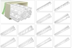 HEXIMO Molduras de Techo Clásicas XPS Poliestireno Blanco, 2 Metros Cornisas Molduras Decorativas con Patrones Molduras de Esquina (20 metros ZM9)