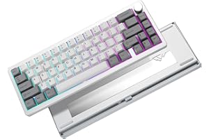 YUNZII AL68 Wireless Mechanical Keyboard 60% QMK/Via Aluminum Hot Swappable Custom Knob Gasket Structure RGB Backlit Gaming Keyboard (Silver, Cocoa Cream v2 Switch)