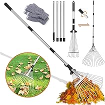 Harrms - Râteau De Jardin 123 Cm, Tête Large 17 Dents, Réglable, Pour Terre, Feuilles, Gravier