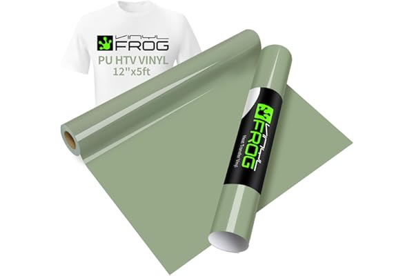 VINYL FROG Rouleau de vinyle de transfert thermique HTV – 30,5 x 155 cm – Vinyle thermocollant pour t-shirts, vinyle à presse à chaud pour loisirs créatifs