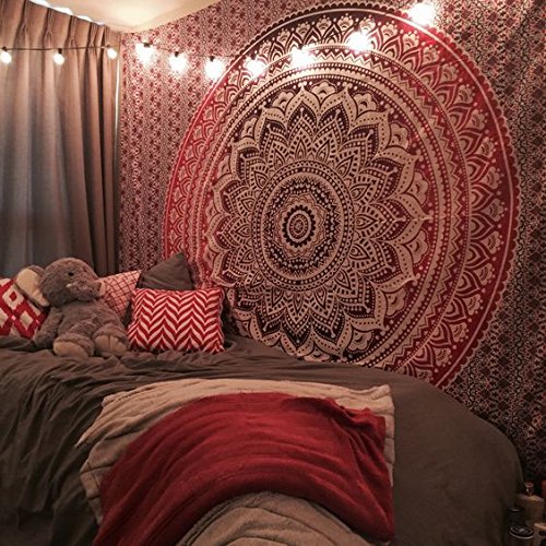 Jaipur Große Ombre Mandala Tapisserie, böhmische Bedding Königin, Hippie-Tapisserien, Indian Wandbehang, Boho Picknick Decke, Gypsy Dorm Room Decor - 3
