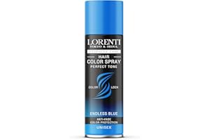 LORENTI Tokyo & Seoul - Spray de couleur pour cheveux - Bleu - 150 ml - Pour déguiser et maquillage - Pour carnaval, Halloween et fête à thème - Lavable - Color Hair Spray