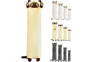 Mikytoper Cute Cat Plush Pillow - Long Cat Plush Stuffed Animals Pillow Soft Cat Pillow Plush for Kids Adult, Kawaii Gift for Birthday Christmas Children's Day (yellow, 110cm)