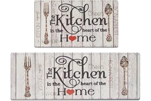 ‎RECYCO RECYCO Küchenläufer Set Küchenmatte rutschfest Wasserdicht Pflegeleicht 44x76cm+44x120, PVC Anti-Müdigkeit Küchenteppich (Kitchen Home)