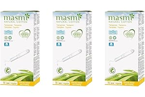 ‎MASMI Masmi Regular Applicator Tampons Bio-Baumwolle, plastikfrei, 100% biologisch abbaubar, parfümfrei, hypoallergen, chlor- und dioxinfrei (Triple Pack)
