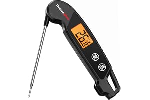 ThermoPro TP603B Thermomètre à viande pour cuisine Noir, thermometre alimentaire étanche avec sonde de température pour cuisson au four, thermomètre de cuisson à lecture instantanée avec écran LCD