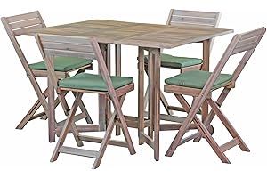 Brigros Estosa - Set tavolo in legno da giardino Set tavolo + sedie in legno di acacia, facile da chiudere per il trasporto e per utilizzare in giardino, giardinaggio, campeggio (Acacia, Lux 4 Sedie)