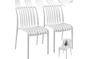 ‎TECTAKE tectake® Gartenstühle stapelbar, Gartenmöbel Set, Balkon Möbel, Bistro Set, Sessel, Outdoor Möbel, Balkonmöbel, Terrassenmöbel - weiß, 2er Set