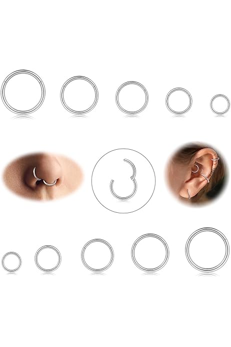 Piercing Naso Acciaio Chirurgico 20G - Anelli Con Zirconiti Fiore, Cuore, Argento E Oro - Foto 8