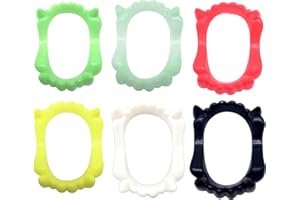 PEJLND Halloween Vampire Teeth Fangs - 6Pcs Vampire Teeth Adult Kids Assorted Colors Plastic Dentures Fake Fangs Glow in The Dark Halloween Fancy Dress for Halloween Party Costume Accessories Cosplay Props