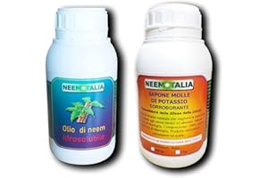 NEEM ITALIA Olio di neem solubile e sapone molle di potassio - orto, piante, colture, fiori (Neem Solubile 500ml + sapone di potassio 500gr)