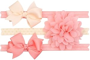 COUXILY Bébé Filles Bandeau Cheveux Arcs Ceinture Côtelée Stretch Bowknot Rose Fleurs Perle Bandeau Élastique pour Les Tout-Petits Infant