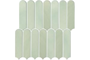 Commomy 10 Pcs 3D Light Olive Green Peel and Stick on Splash Back,11'8 x 11'8 Matt UrltraLight PVC Long Fish Scale Self Adhesive Wall Tiles for Kitchen, Bathroom, Living Room, Bedroom, RV