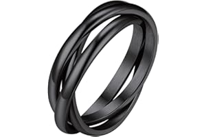 FOCALOOK Damen Drei Ringe Ineinander Wickelringe Dreierringe Edelstahl Ring Freundschaftsring russischer Ehering Verlobungsring Ring Schmuck für Hochzeit Geburtstag Ringumfang 47mm bis 67mm