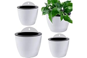 Qixuer 4 Stück Automatische Wasseraufnahme Hängende Blumentöpfe,Kunststoff Hängende Blumentöpfe für Balkonzaun Garten Zuhause Büro Ornamente (2 Größen