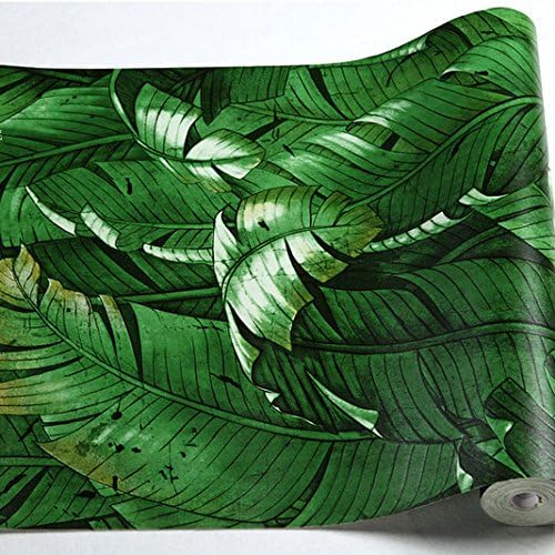 JSLCR Non woven wallpaper, banana leaf, wallpaper, living room, bedroom, corridor, background, wall, wallpaper, 10*0.53 (m),Green onion