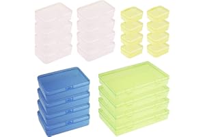 Goodma 24 Stück gemischte Größen Rechteckige Kunststoffboxen Leere Aufbewahrungsbehälter für Organizer mit Klappdeckel für kleine Gegenstände und andere Bastelprojekte (Mehrfarbig)