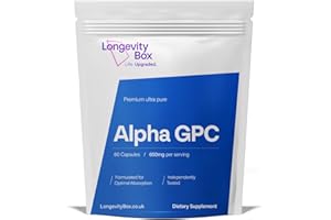 Longevity Box Alpha GPC 650mg – High-Potency Nootropic for Focus, Memory, Clarity & Energy – 99% Pure Choline Source – 60 Capsules – Gluten-Free, 60-Day Supply, Third-Party Tested