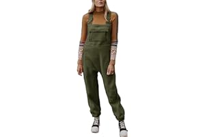 Ebifin Jumpsuits für Damen Lässiger Latzhose Arbeitshose Fleece Warme Overalls Winter Latzhosen mit Taschen.