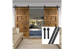 GIFSIN 9FT/274cm Kit de Puerta de Granero Puerta Corrediza de Granero Kit de Puerta Corredera para Puerta Doble