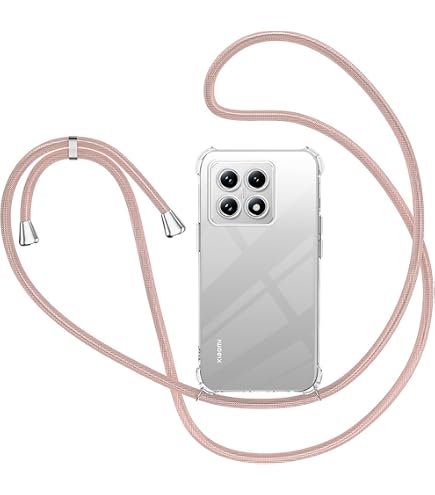 CaseLover Magnetische Hülle Mit Band Für Xiaomi Poco X6 Pro – Transparent, Goldene Ränder, Inkl. Halskordel